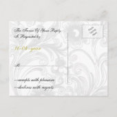 blumengraue und gelbe Hochzeit geblüht Einladungspostkarte (Rückseite)