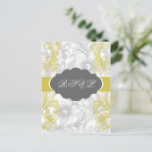 blumengraue und gelbe Hochzeit geblüht Einladungspostkarte (Stehend Vorderseite)