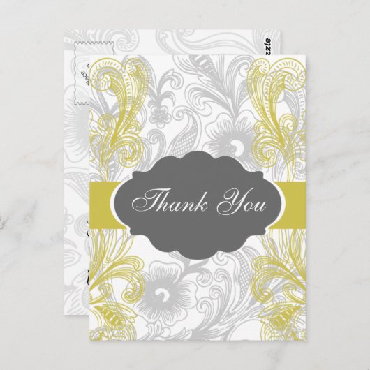 blumengraue und gelbe Hochzeit geblüht Postkarte (Vorne/Hinten)