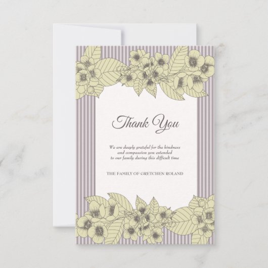 BlumengrenzBeileid danken Ihnen zu kardieren Dankeskarte (Vorderseite)