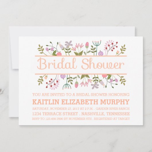 Blumengrenzdusche Einladung (Vorderseite)