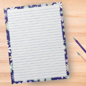 Blumengrenze - blaues, robustes Papier 8.5 "x11" Notizblock