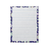 Blumengrenze - blaues, robustes Papier 8.5 "x11" Notizblock (Rotiert)