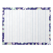 Blumengrenze - blaues, robustes Papier 8.5 "x11" Notizblock (Vorderseite)