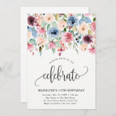 Blumengrenze "Feiern" jedes Jahr am Geburtstag Einladung (Vorne/Hinten)