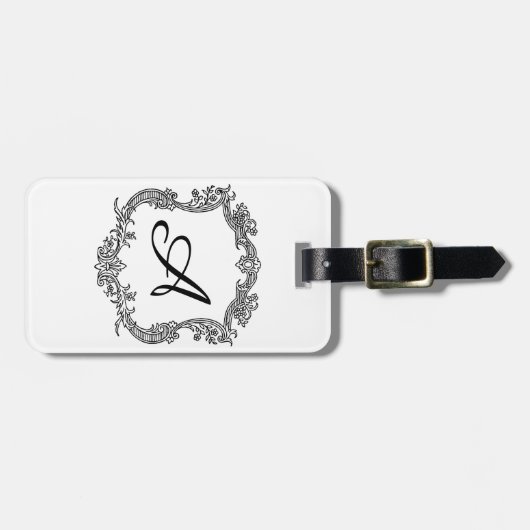 Blumengrenze mit Monogramm Gepäckanhänger (Vorderseite horizontal)