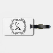 Blumengrenze mit Monogramm Gepäckanhänger (Rückseite horizontal)