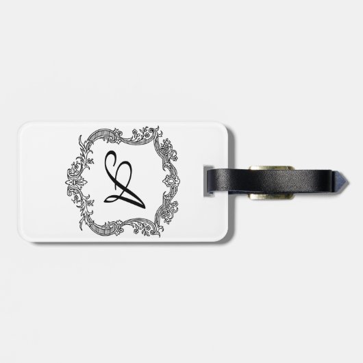 Blumengrenze mit Monogramm Gepäckanhänger (Rückseite horizontal)