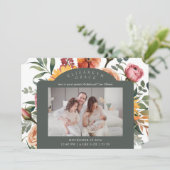 Blumengrenzenlandschaft Foto Geburtsankündigung Einladung (Stehend Vorderseite)