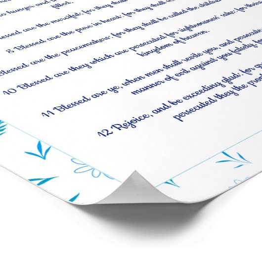 Blumengrenzenposter Matthew 5:1:12 kJV Poster (Ecke)