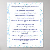 Blumengrenzenposter Matthew 5:1:12 kJV Poster (Vorne)