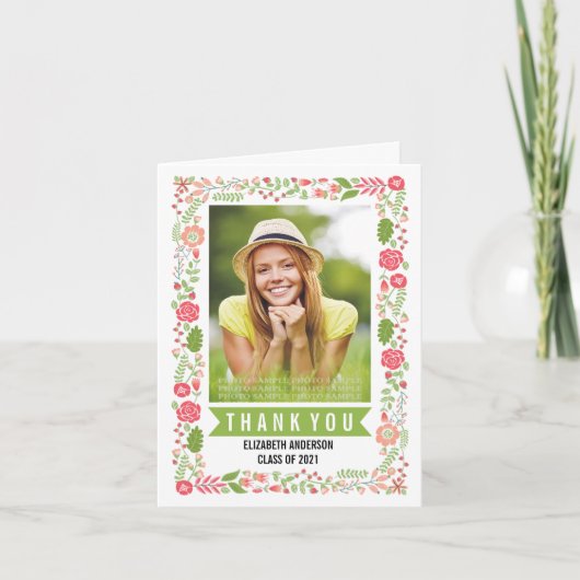 Blumengrenzklasse 2021 Abschluss Vielen Dank Dankeskarte (Vorderseite)