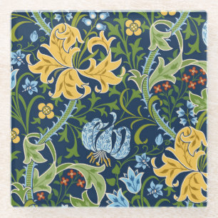 Blumengroßblumen: Dunkelgrün Vintage Glasuntersetzer