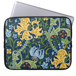 Blumengroßblumen: Dunkelgrün Vintage Laptopschutzhülle