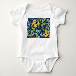 Blumengroße Blumen: Dunkelgrün Vintage Baby Strampler