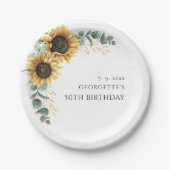 Blumengrün 50. Geburtstag Pappteller (Vorderseite)
