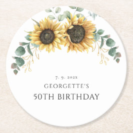 Blumengrün 50. Geburtstag Swag Runder Pappuntersetzer