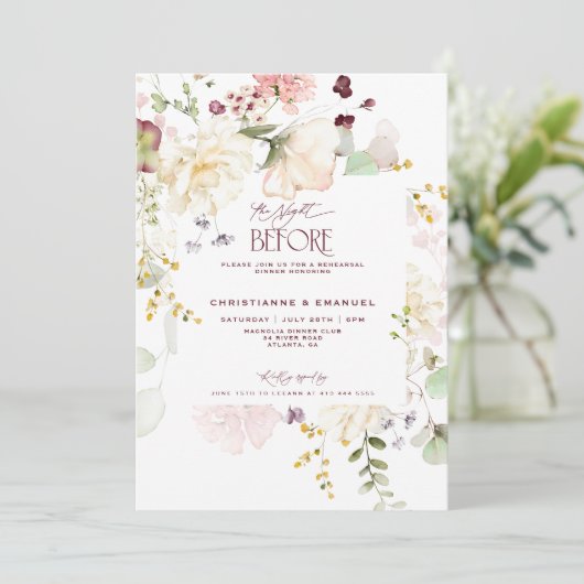 Blumengrün Abends vor Probe Einladung (Stehend Vorderseite)