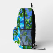 Blumengrün-Abstrakte blaugrüne Blume Personalisier Bedruckter Rucksack (Rechts)