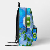 Blumengrün-Abstrakte blaugrüne Blume Personalisier Bedruckter Rucksack (Links)