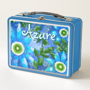 Blumengrün-Abstrakte blaugrüne Blume Personalisier Metall Brotdose