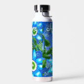 Blumengrün-Abstrakte blaugrüne Blume Personalisier Trinkflasche (Links)