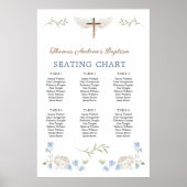 Blumengrün Angel Cross Taufen Seating Chart Poster (Vorne)