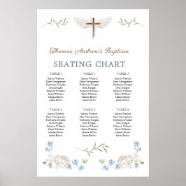 Blumengrün Angel Cross Taufen Seating Chart Poster