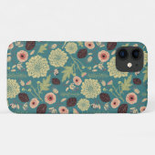 Blumengrün, Aquamarin rosa Tos Gemusterte Blume Case-Mate iPhone Hülle (Rückseite (Horizontal))