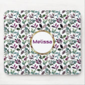 Blumengrün Aquarellfarbe Nahtlose Muster Name Mousepad (Vorne)