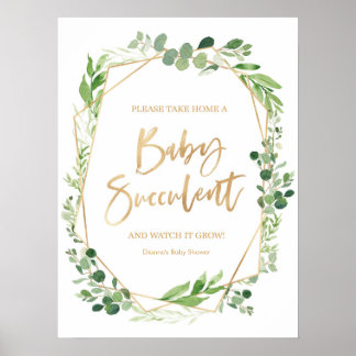 Blumengrün Baby Succulent Baby Duschzeichen Poster