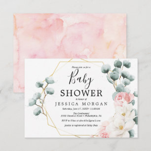 Blumengrün Babydusche Einladungskarte Einladung