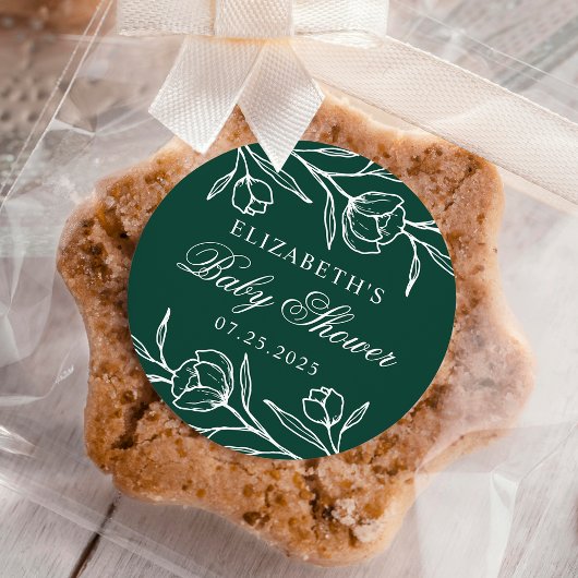 Blumengrün-Babydusche Runder Aufkleber