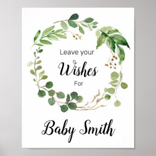 Blumengrün Babydusche Wünsche für Babysignatur Poster