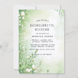 Blumengrün Bachelorette Wochenende Party Einladung