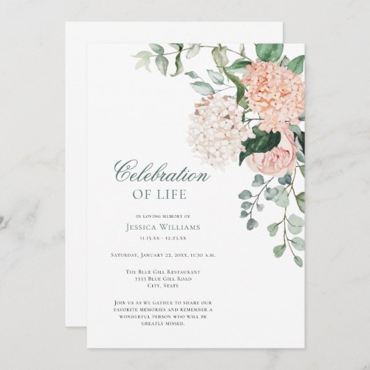 Blumengrün - Beerdigung des Lebens Einladung (Vorne/Hinten)