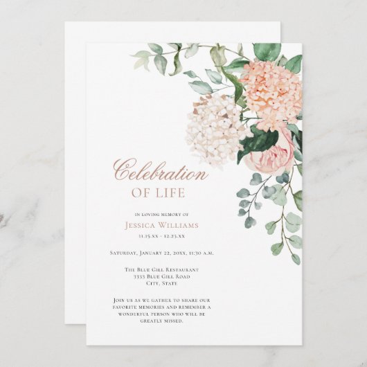Blumengrün Beerdigung des Lebens Invita Einladung (Vorne/Hinten)