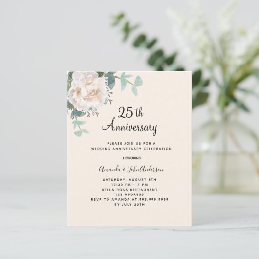 Blumengrün beige 25. Hochzeitstag (Stehend Vorderseite)