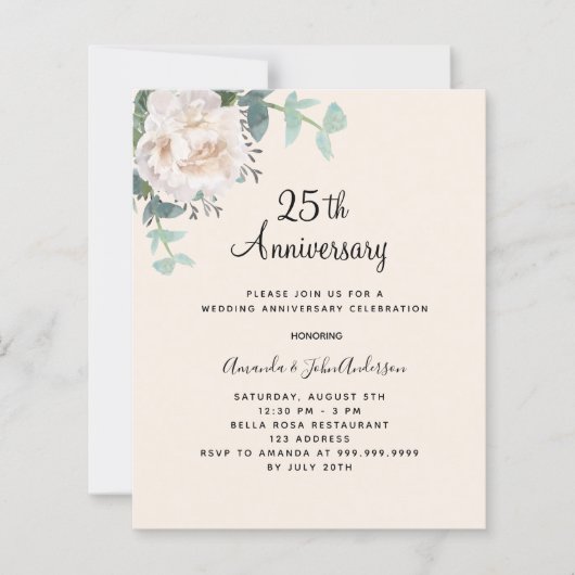 Blumengrün beige 25. Hochzeitstag (Vorderseite)