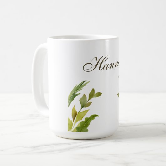 Blumengrün Beruflich Trendy Minimalistisch Kaffeetasse (Vorderseite Links)
