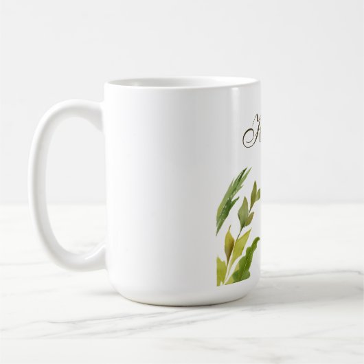 Blumengrün Beruflich Trendy Minimalistisch Kaffeetasse (Links)