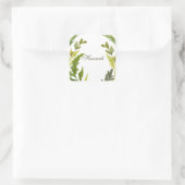 Blumengrün Beruflich Trendy Minimalistisch Quadratischer Aufkleber (Tasche)