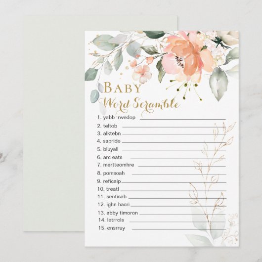 Blumengrün Blätter Baby Word Scramble Game (Vorne/Hinten)