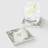 Blumengrün-Blätter für Hochzeiten Steinuntersetzer (Seitenansicht)