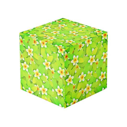 Blumengrün-Blätter Muster Gelbe Blumen Würfel (Vorderseite Schrägansicht)