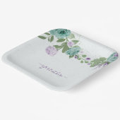 Blumengrün, blau-violett, botanische Papiertüte Pappteller (Gewinkelt)