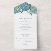 Blumengrün Blaue Hydrangea Blume Foliage All In One Einladung (Innen Boden)