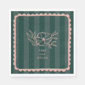 Blumengrün-Botanische Streifenhochzeit Serviette (Vorderseite)