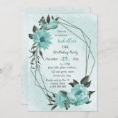 Blumengrün botanischer Geburtstag Einladung (Vorne/Hinten)
