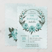 Blumengrün botanischer Geburtstag Einladung (Vorne/Hinten)